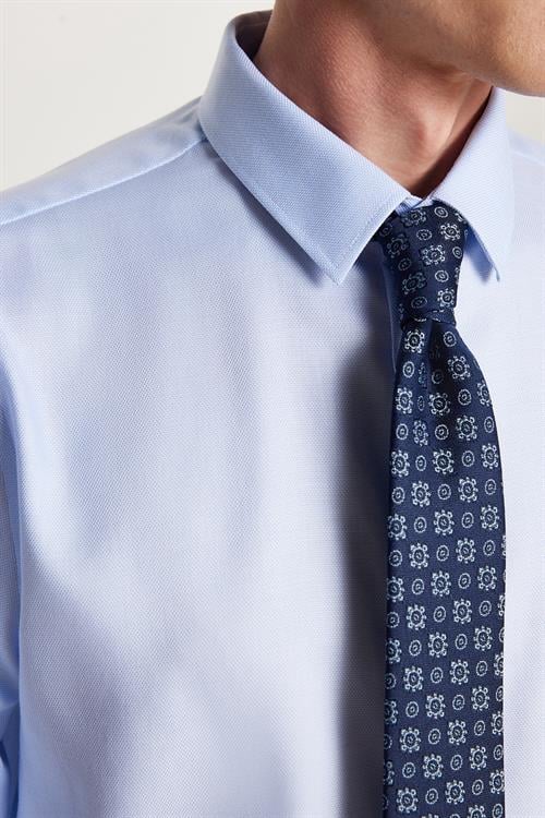 Slim Fit Beyaz Non-Iron %100 Pamuk Doğa Dostu Ekoteks Belgeli Ütü Gerektirmez Gömlek