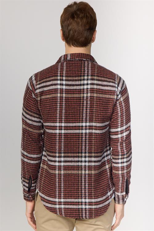 Erkek Slim Fit Dar Kesim Uzun Kollu Kareli Kışlık Oduncu Gömlek