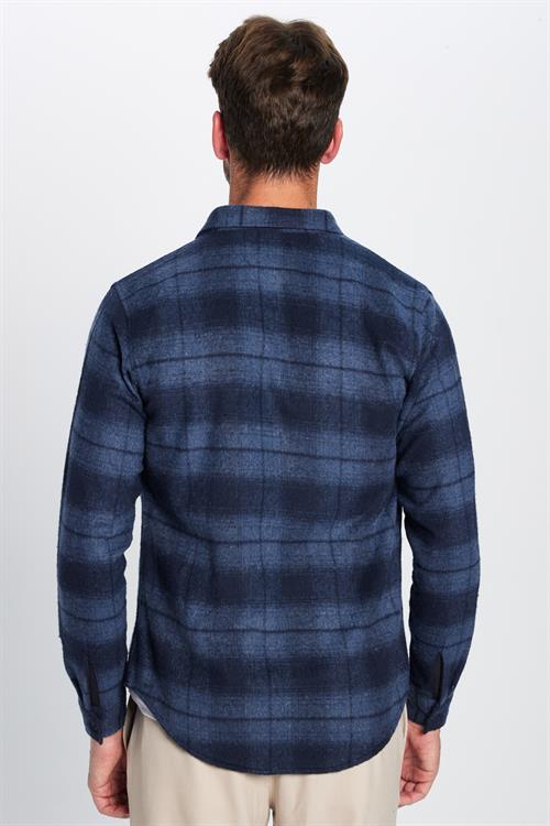Erkek Slim Fit Dar Kesim Oduncu Tek Cep Kareli Kışlık Gömlek
