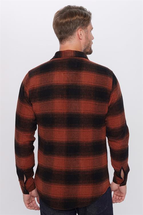 Erkek Slim Fit Dar Kesim Oduncu Kareli Kışlık Gömlek
