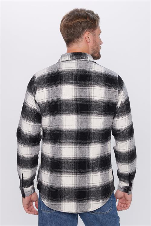 Erkek Slim Fit Dar Kesim Oduncu Kareli Kışlık Gömlek