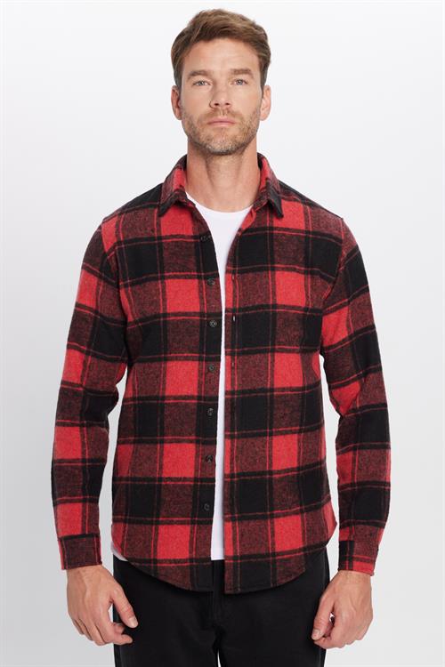 Erkek Slim Fit Dar Kesim Oduncu Kareli Kışlık Gömlek