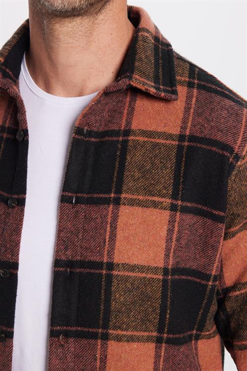 Erkek Slim Fit Dar Kesim Oduncu Kareli Kışlık Gömlek