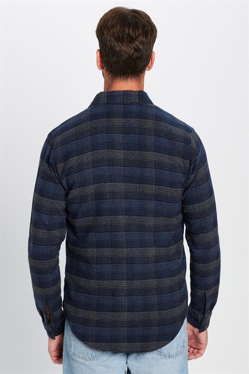 Erkek Slim Fit Dar Kesim Oduncu Kareli Kışlık Gömlek