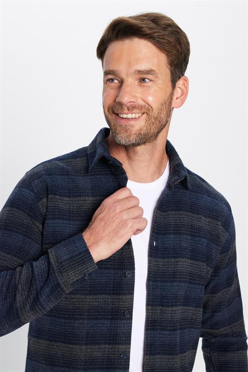 Erkek Slim Fit Dar Kesim Oduncu Kareli Kışlık Gömlek
