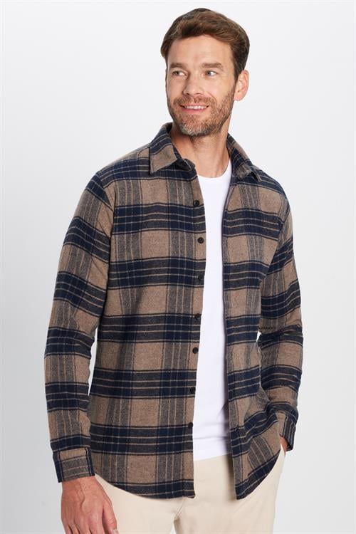 Erkek Slim Fit Dar Kesim Oduncu Kareli Kışlık Gömlek - 1 Alana 1 Bedava