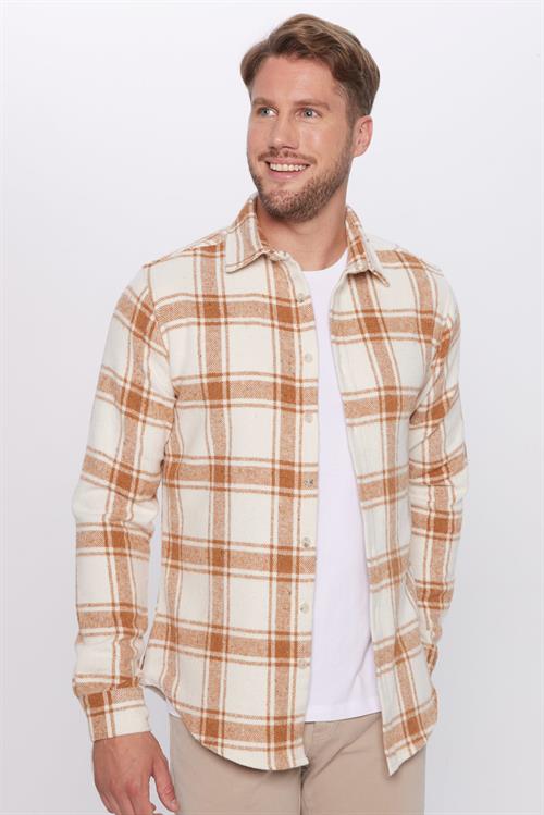 Erkek Slim Fit Dar Kesim Oduncu Kareli Kışlık Gömlek