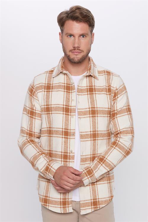 Erkek Slim Fit Dar Kesim Oduncu Kareli Kışlık Gömlek