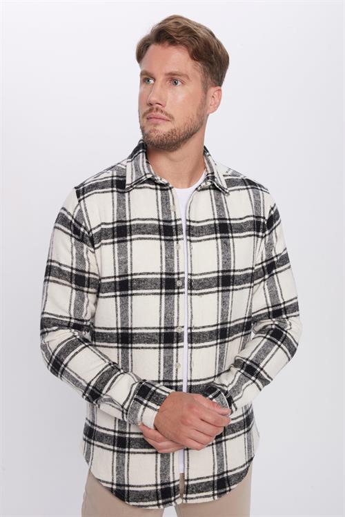 Erkek Slim Fit Dar Kesim Oduncu Kareli Kışlık Gömlek