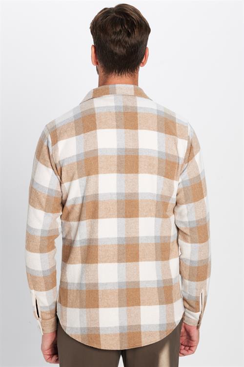 Erkek Slim Fit Dar Kesim Oduncu Tek Cepli Kareli Kışlık Gömlek