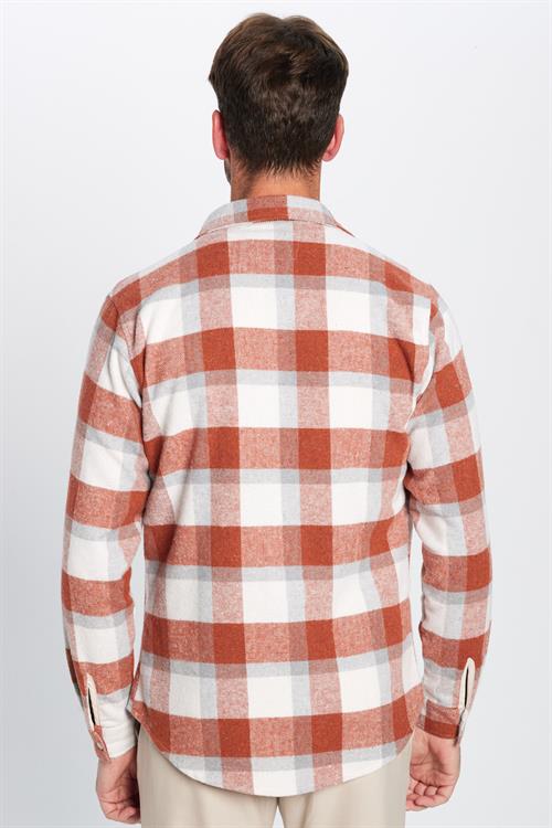Erkek Slim Fit Dar Kesim Oduncu Tek Cepli Kareli Kışlık Gömlek