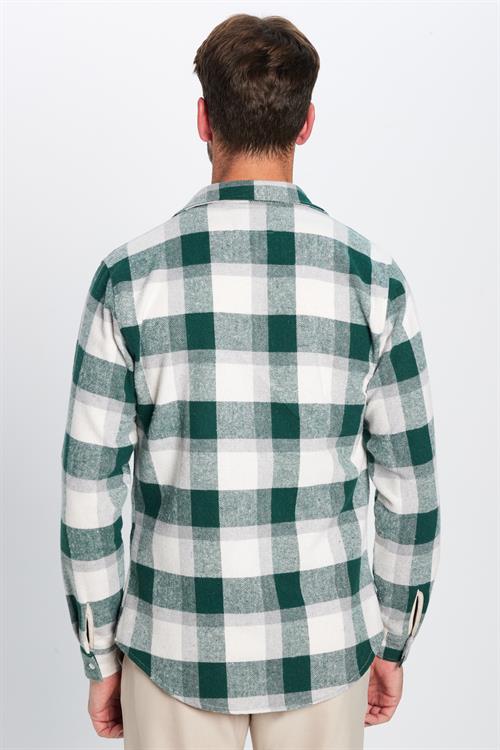 Erkek Slim Fit Dar Kesim Oduncu Tek Cepli Kareli Kışlık Gömlek