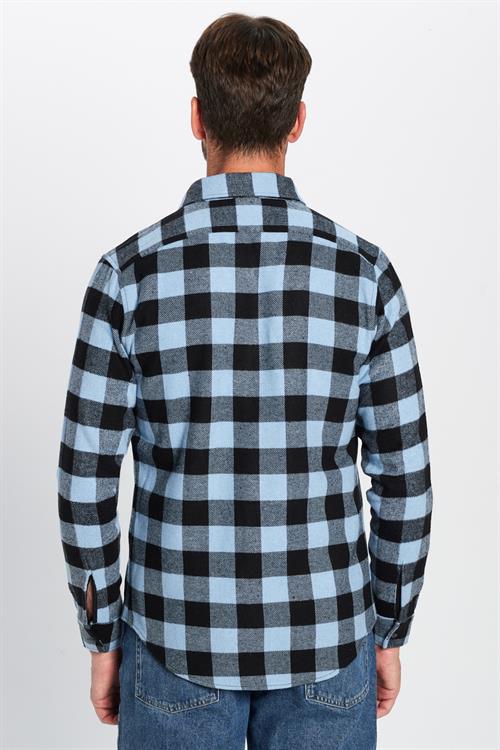 Erkek Slim Fit Dar Kesim Oduncu Düğmeli Yaka Kareli Kışlık Gömlek