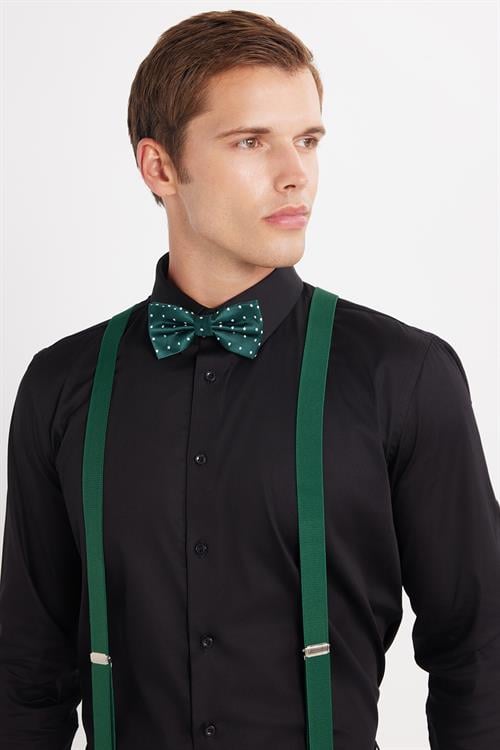 Erkek Slim Fit  Premium Likralı Pamuk Saten Siyah Gömlek