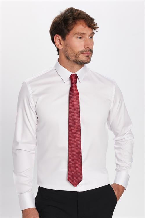 Erkek Slim Fit Non-Iron Pamuklu Ütü Gerektirmez Beyaz Gömlek