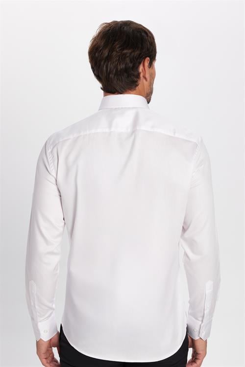 Erkek Slim Fit Non-Iron Pamuklu Ütü Gerektirmez Beyaz Gömlek