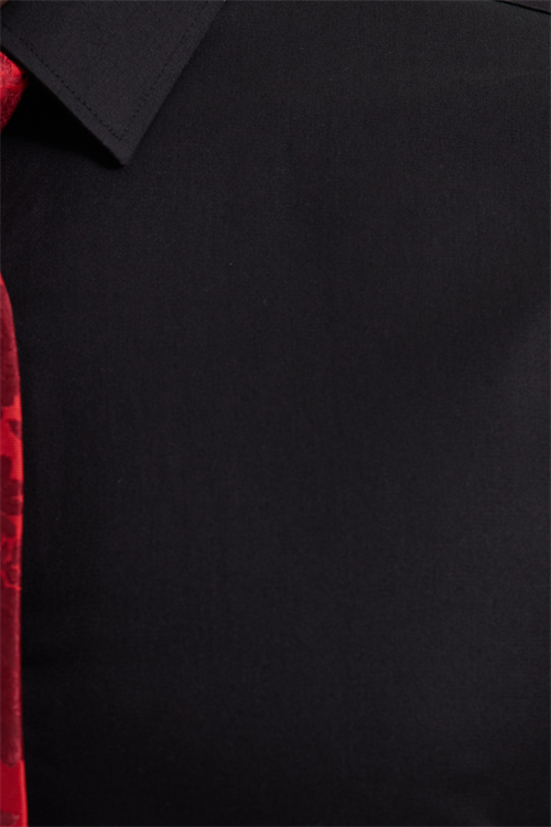Erkek Slim Fit Non-Iron Pamuklu Ütü Gerektirmez Siyah Gömlek