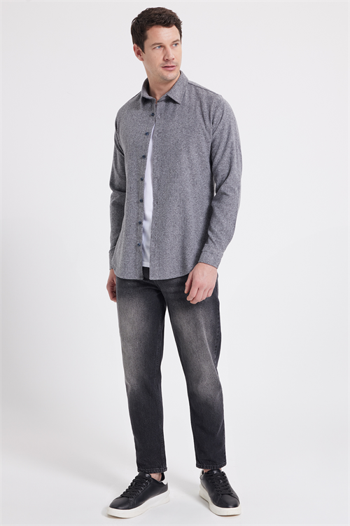 Erkek Slim Fit Dar Kesim Uzun Kollu Düz Kışlık Oduncu Gömlek