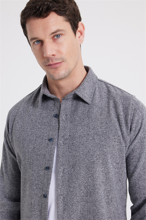 Erkek Slim Fit Dar Kesim Uzun Kollu Düz Kışlık Oduncu Gömlek