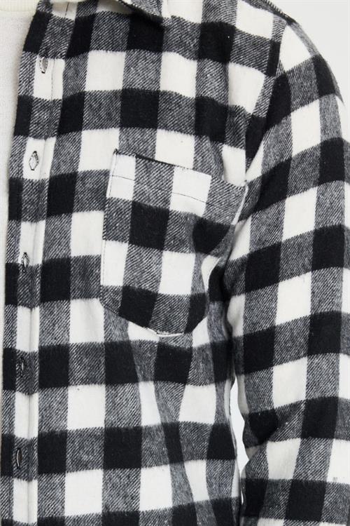Erkek Slim Fit Dar Kesim Uzun Kollu Cepli Kareli Dama Desenli Kışlık Oduncu Gömlek