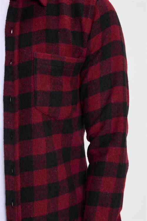 Erkek Slim Fit Dar Kesim Uzun Kollu Cepli Kareli Dama Desenli Kışlık Oduncu Gömlek