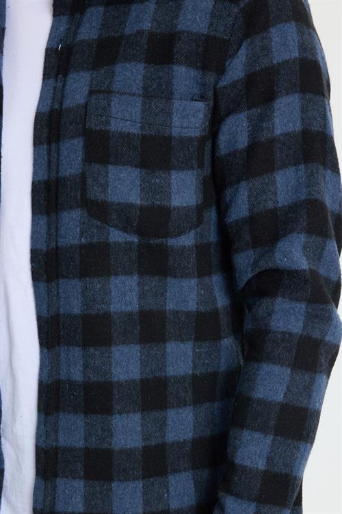 Erkek Slim Fit Dar Kesim Uzun Kollu Cepli Kareli Dama Desenli Kışlık Oduncu Gömlek