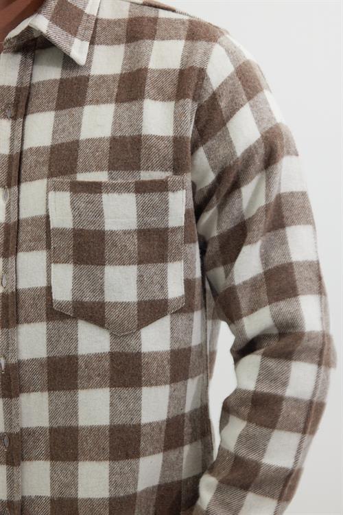 Erkek Slim Fit Dar Kesim Uzun Kollu Cepli Kareli Dama Desenli Kışlık Oduncu Gömlek