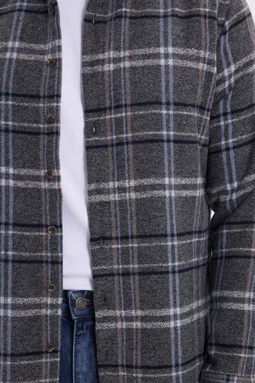 Erkek Slim Fit Dar Kesim Kareli Kışlık Oduncu Gömlek