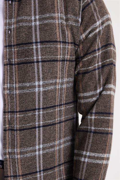 Erkek Slim Fit Dar Kesim Kareli Kışlık Oduncu Gömlek