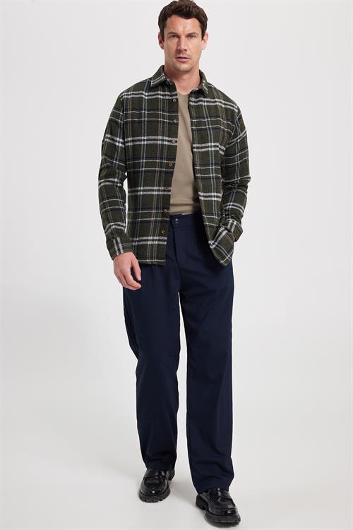 Erkek Slim Fit Dar Kesim Kareli Kışlık Oduncu Gömlek