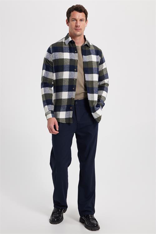 Erkek Slim Fit Dar Kesim Kareli Kışlık Oduncu Gömlek