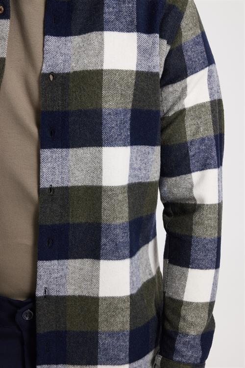 Erkek Slim Fit Dar Kesim Kareli Kışlık Oduncu Gömlek