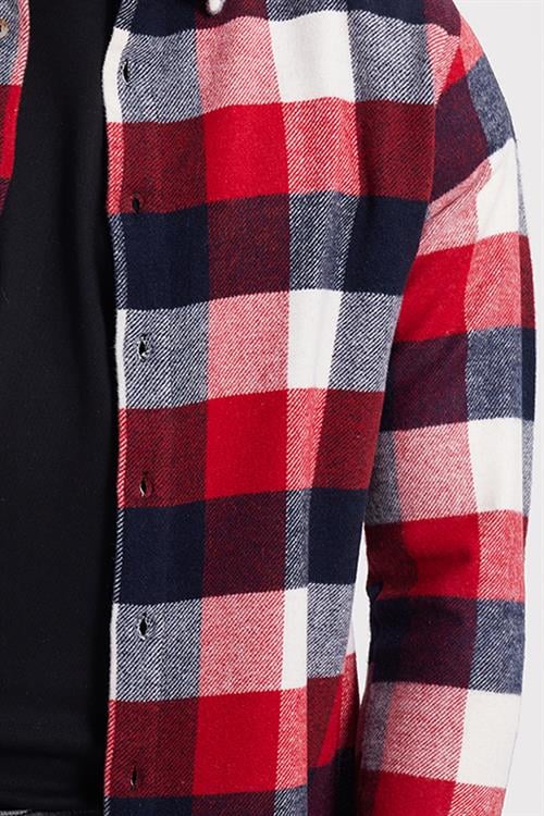 Erkek Slim Fit Dar Kesim Kareli Kışlık Oduncu Gömlek