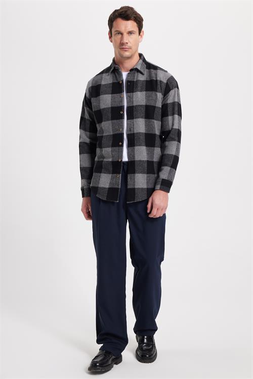Erkek Slim Fit Dar Kesim Kareli Kışlık Oduncu Gömlek