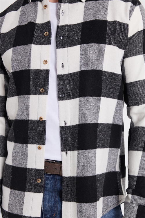 Erkek Slim Fit Dar Kesim Kareli Kışlık Oduncu Gömlek