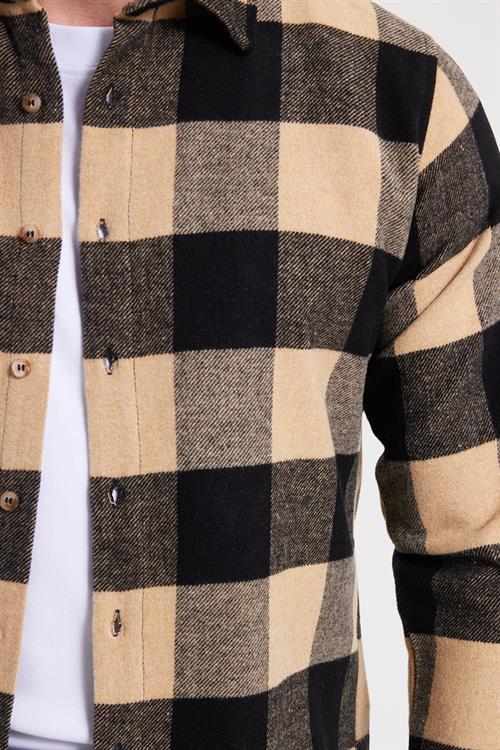 Erkek Slim Fit Dar Kesim Kareli Kışlık Oduncu Gömlek