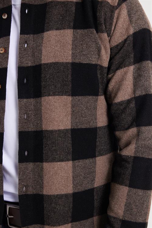 Erkek Slim Fit Dar Kesim Kareli Kışlık Oduncu Gömlek