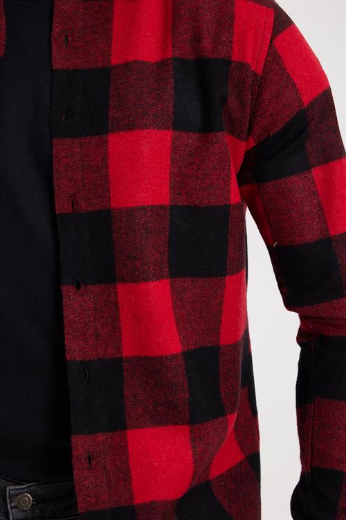 Erkek Slim Fit Dar Kesim Kareli Kışlık Oduncu Gömlek