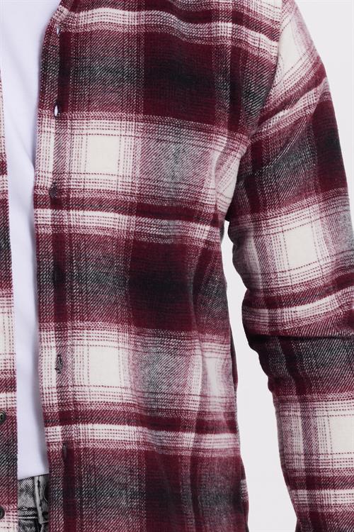 Erkek Slim Fit Dar Kesim Kareli Kışlık Oduncu Gömlek