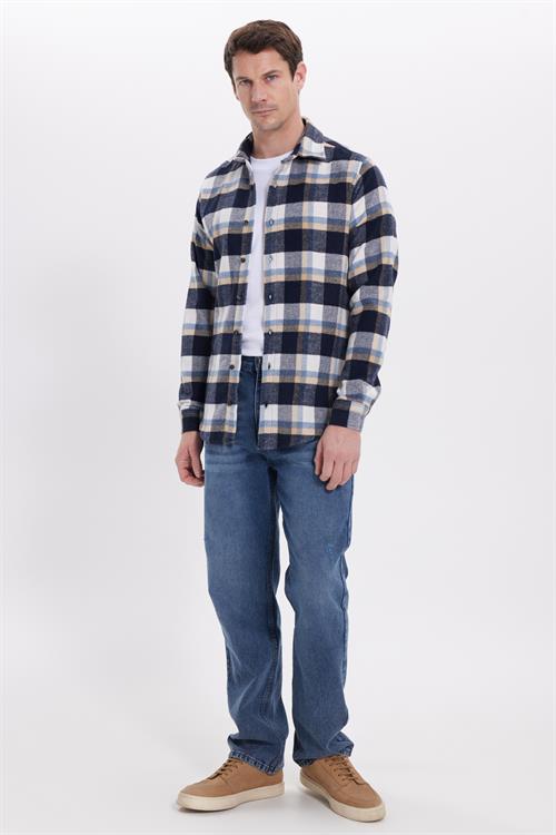 Erkek Slim Fit Dar Kesim Kareli Kışlık Oduncu Gömlek