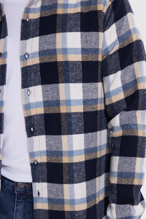 Erkek Slim Fit Dar Kesim Kareli Kışlık Oduncu Gömlek