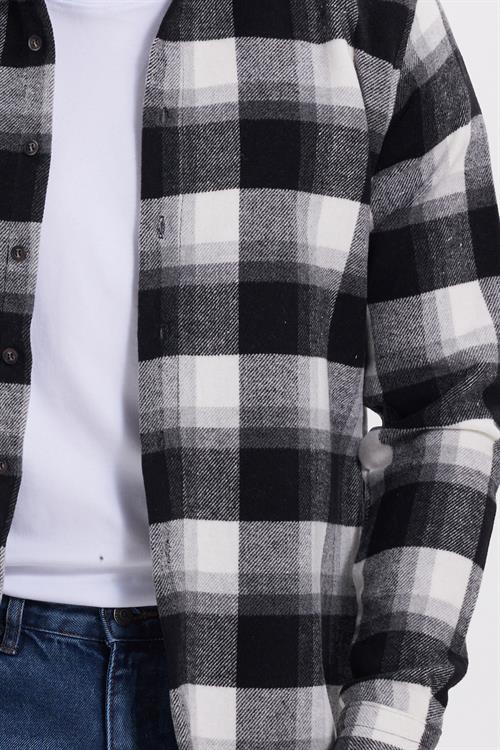 Erkek Slim Fit Dar Kesim Kareli Kışlık Oduncu Gömlek