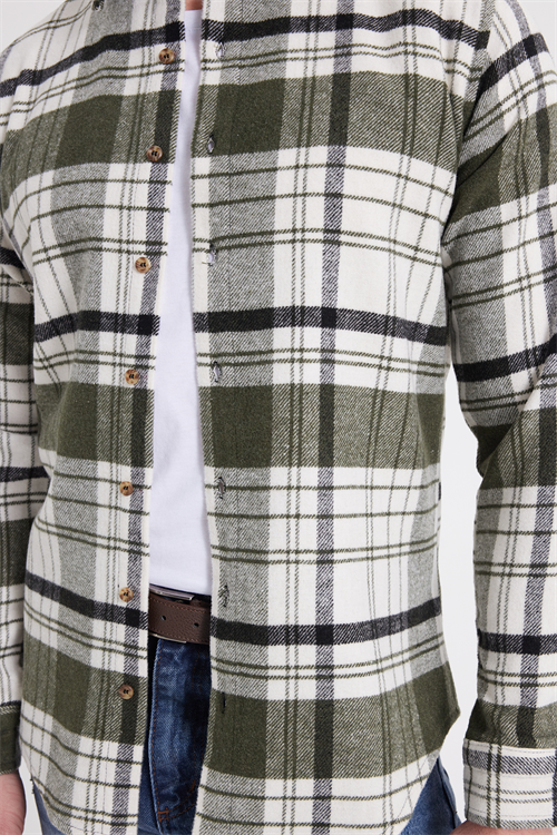 Erkek Slim Fit Dar Kesim Kareli Kışlık Oduncu Gömlek
