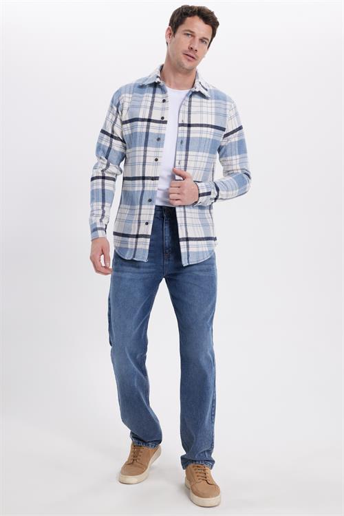 Erkek Slim Fit Dar Kesim Kareli Kışlık Oduncu Gömlek