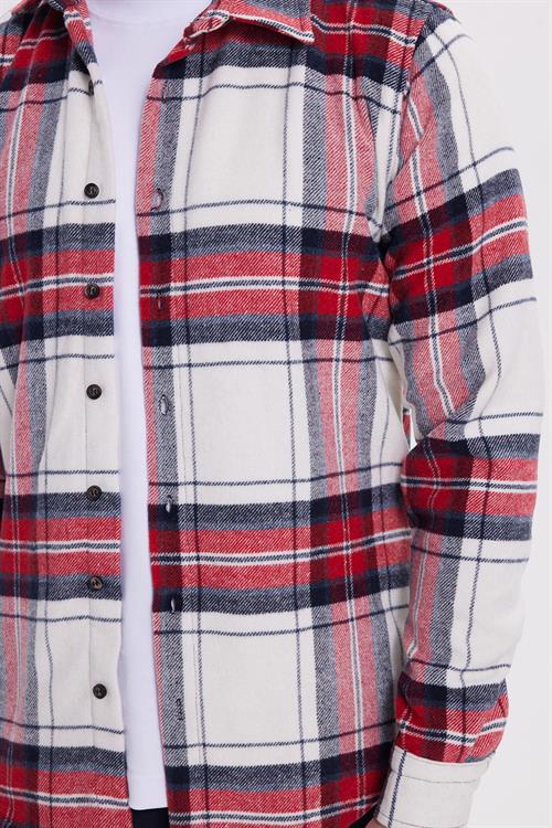 Erkek Slim Fit Dar Kesim Kareli Kışlık Oduncu Gömlek