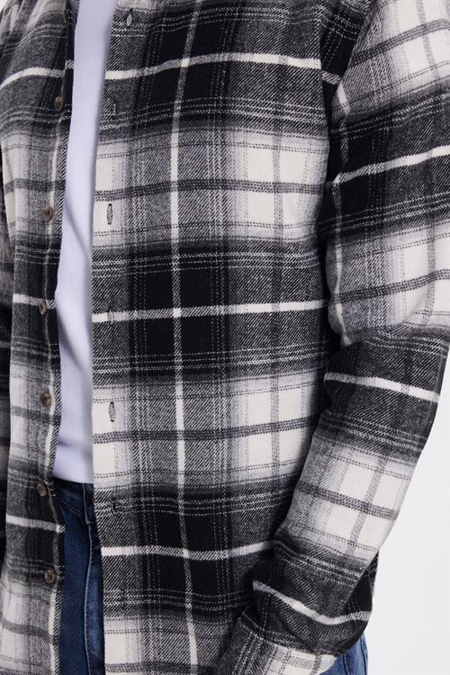 Erkek Slim Fit Dar Kesim Kareli Kışlık Oduncu Gömlek
