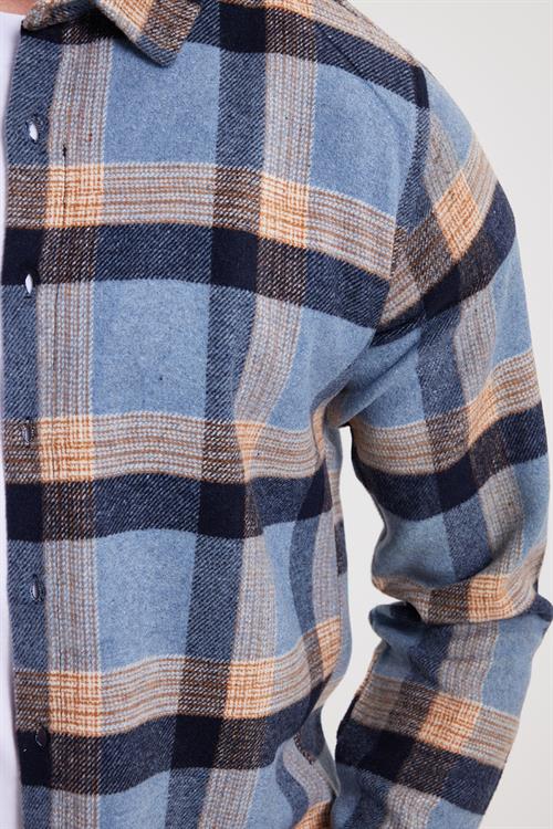 Erkek Slim Fit Dar Kesim Kareli Kışlık Oduncu Gömlek
