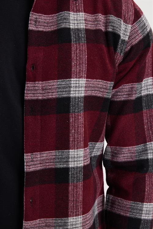Erkek Slim Fit Dar Kesim Kareli Kışlık Oduncu Gömlek
