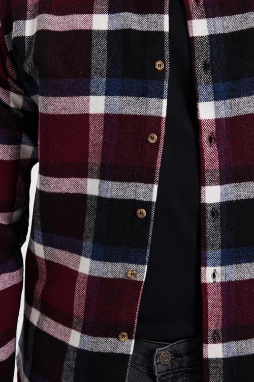 Erkek Slim Fit Dar Kesim Kareli Kışlık Oduncu Gömlek