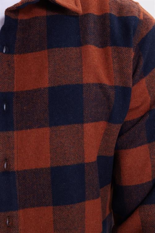 Erkek Slim Fit Dar Kesim Kareli Kışlık Oduncu Gömlek